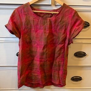 Pyne & Smith Linen T-Shirt #14 Size Medium Paloma Check
